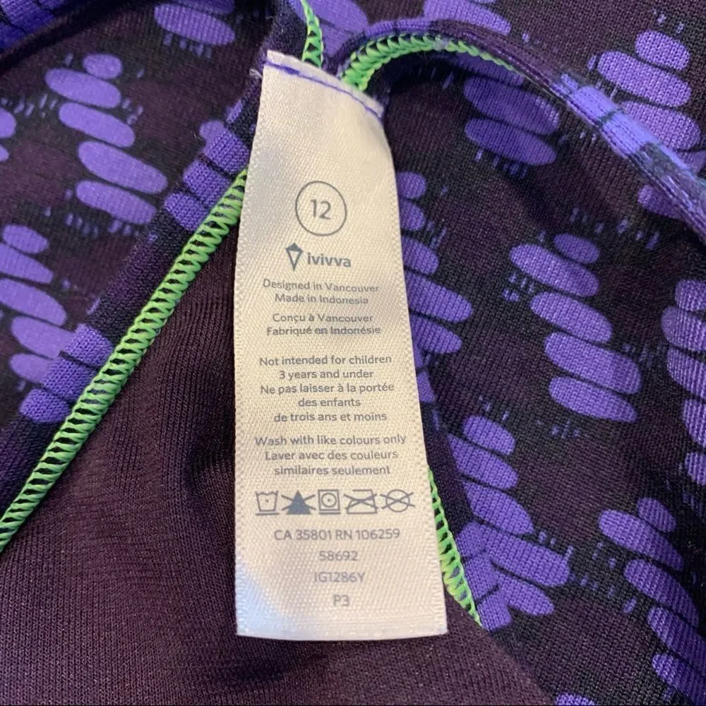 Ivivva tank top purple and black size 12